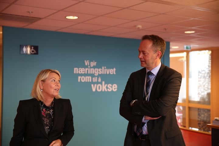Næringsminister Monica Mæland på besøk hos Siva i september 2016 (foto: Siva).