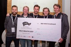 Teamet i Learnlink, vinneren av Angel Challenge Creative Industries 2017. Foto: Charlotte Wiig/Innovasjon Norge.