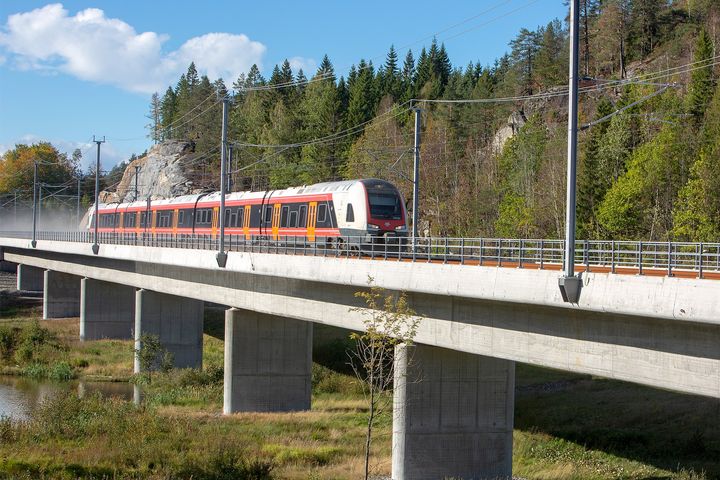 12 minutter reisetid med ny jernbane mellom Larvik og Porsgrunn. Foto Hans Morten Tamnes (handout)