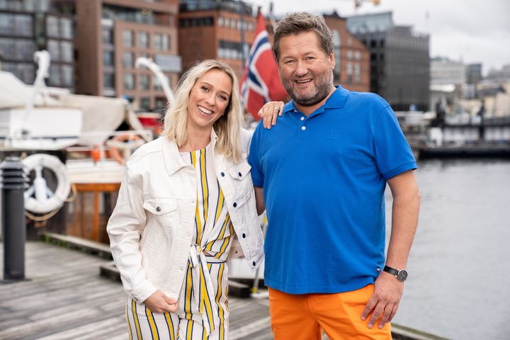 «Idol»-programleder Katarina Flatland (29) og D.D.E-vokalist Bjarne Brøndbo (54) skal lede «Sommerfest fra Telemark». Foto: Espen Solli, TV 2.