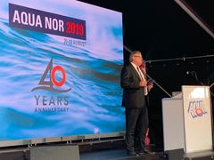 Fiskeriminister Harald T. Nesvik åpner AquaNor 2019. Foto: L Nordøen