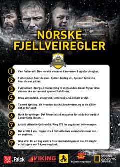 Fjellveireglene på norsk. Foto: National Geographic Channel