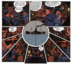 Fra tegneserien "Torpedert - Damskipet Gurres siste ferd", av K. Krohg-Sørensen