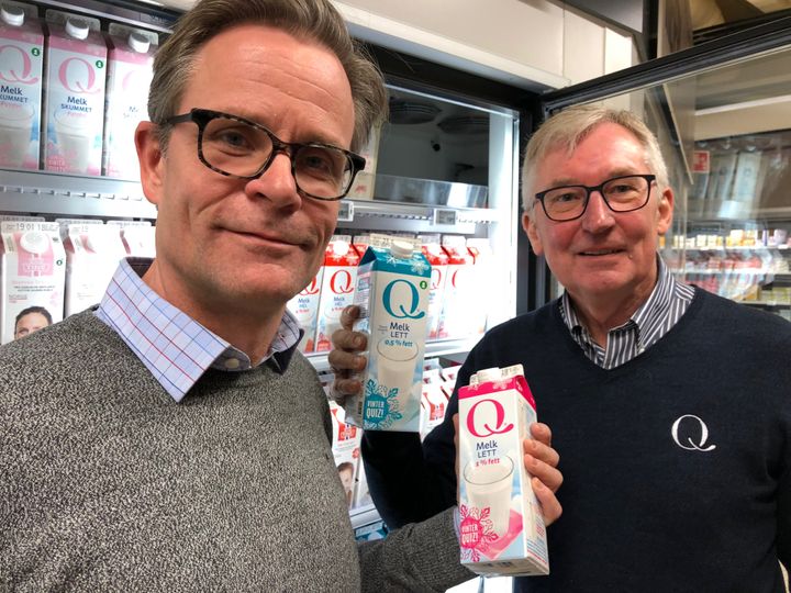 Styreleder i Q, Karl Johan Ingvaldsen og Q-sjefen Bent Myrdahl ser at Q-Meieriene vokser, men at konkurransen  fremdeles er svak i meierimarkedet.