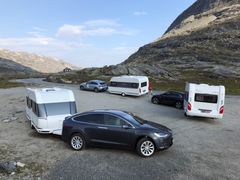 Den store campingvogntesten ble gjennomført av Norsk elbilforening i slutten av august (foto: Norsk elbilforening).