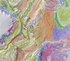 Utsnitt av det tektoniske kartet over Arktis.