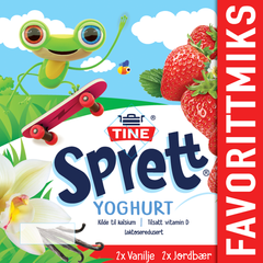 Sprett Yoghurt favorittmix med jordbær og vanilje