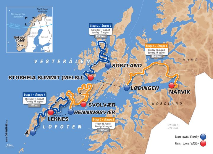 Arctic Race of Norway går gjennom Lofoten og Vesterålen, før det hele avgjøres på siste etappe mellom Lødingen og Narvik.