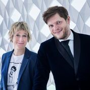 Linda Eide og Hans Olav Brenner er programledere under Nordisk råds prisgalla 2018.   
Foto: Julia Marie Naglestad/ NRK