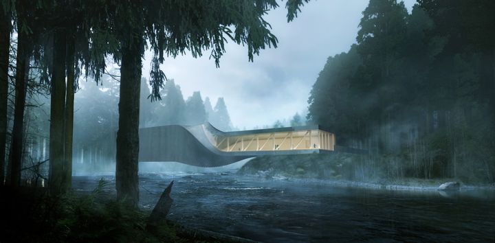 The Twist er både en bro, en skulptur og et museum i ett. Illustrasjonsfoto: Bjarke Ingels Group.