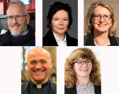 Større utgave - for trykk. Disse fem er nominert til å bli ny biskop i Tunsberg: Kjetil Haga, Ragnhild Jepsen, Sølvi Kristin Lewin, Jan Otto Myrseth og Merete Thomassen.