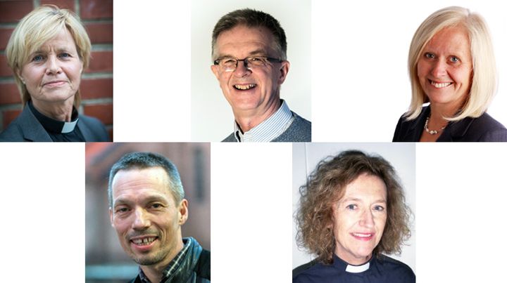 Nominert til å bli ny biskop i Oslo: Anne-May Grasaas, Kåre Rune Hauge, Marit Halvorsen Hougsnæs, Sturla Johan Stålsett og Kari Veiteberg.