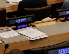 Norges sete stod tomt under forhandlingene om FNs atomvåpenforbud. Avtalen ble vedtatt i FNs generalforsamling 7. juni, Foto: ICAN / Ralf Schlesener