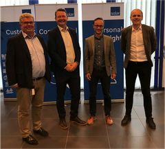 Fra venstre:
Jan Willy Fjellvær, Senior Vice President, Solar Norge AS, Lars Syse Christiansen,
CFO, Otovo AS, Andreas Bentzen, CTO, Otovo,Thomas Skovli, Head of Business Development, Solar Norge AS.