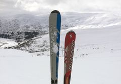 Det er mindre trolig at tyven tar med seg to ulike ski, som vist her. Foto: Frende Forsikring.