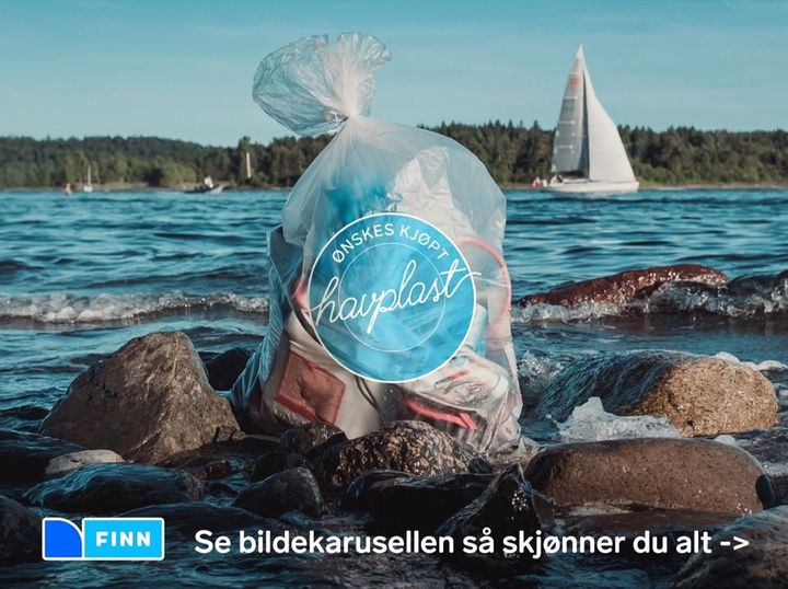 KJØPER HAVPLAST: I likhet med i fjor, oppfordrer FINN det norske folk til å samle inn havplast i sommer. Mandag 4. juni ble en ny runde av deres "Havplast"-aksjon sparket i gang, og over 5000 poser skal nå deles ut!
