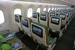 Økonomiklasse i Ethiopian Airlines sin Boeing 787 Dreamliner. (Foto: Avinor)