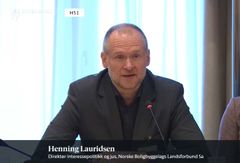 Henning Lauridsen, direktør for interessepolitikk og jus i NBBL. (Skjermdump: Stortinget.no)