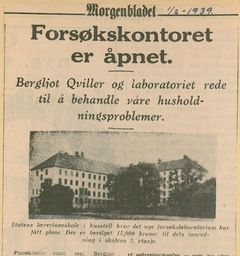 Presseklipp fra oppstarten av instituttet 1. februar 1939.