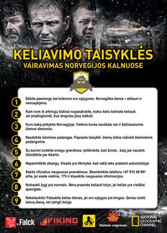Fjellveireglene på litauisk. Foto: National Geographic Channel