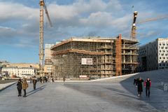 Byggingen av Nye Deichmanske hovedbibliotek er i rute, og byggets foldetak er nå ferdig støpt. Foto: Jiri Havran