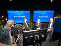 Espen Barth Eide (Ap), Tina Bru (H) og Erik Solheim i debatt om Fornybarometeret.