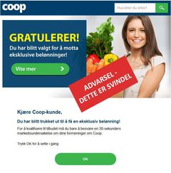 Denne mailen har mange av Coops kunder fått i inboksen de siste dagene. Den røde boksen har Coop lagt på selv.