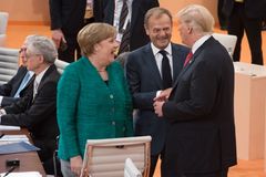 Tysklands Angela Merkel og EU-president Donald Tusk sammen med president Donald Trump. Foto: EU Council, 2017.