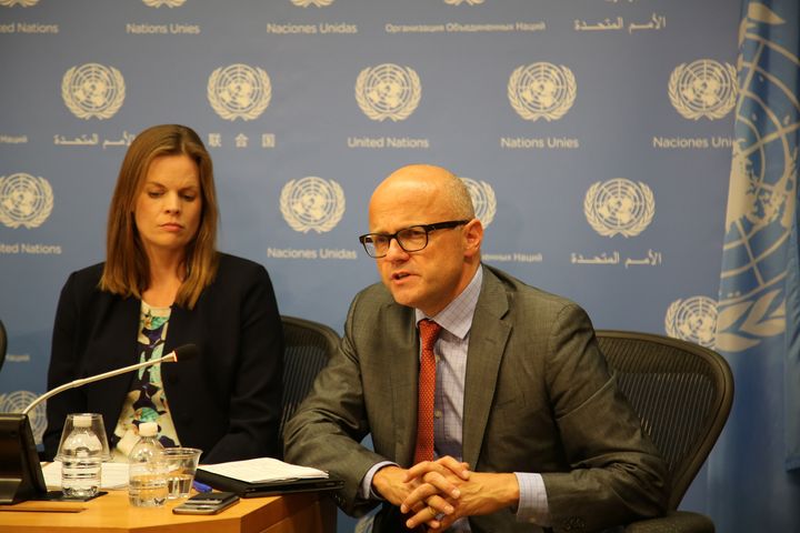 Klima- og miljøminister Vidar Helgesen deltar på FNs klimakonferanse i Bonn denne uka. Dette bildet er fra en pressekonferanse i New York i 2016. Foto: Flickr / Rwanda.