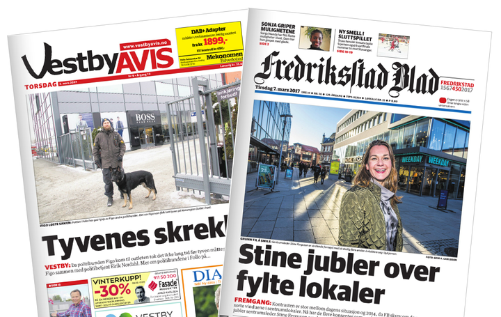 Vestby Avis og Fredriksstad Blad hadde en betydelig framgang i antallet abonnenter i 2016.