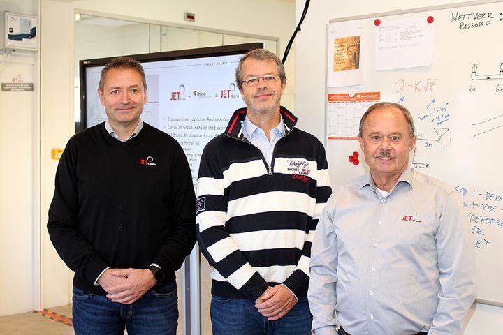 Hans Berg (salgsdirektør i Jet Bramo), Anders Sandmæl (Dokumentert AS) og Espen Bratlie (daglig leder i Jet Bramo) er samstemte i målbeskrivelsen for «Kompetansesenter for brann- og driftspersonell» i Oslo.