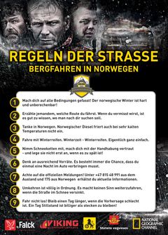 Fjellveireglene på tysk. Foto: National Geographic Channel