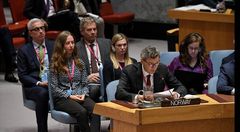 Norge holdt innlegg i den åpne debatten i Sikkerhetsrådet om situasjonen i Midtøsten torsdag. Foto: Evan Schneider / UN Photo