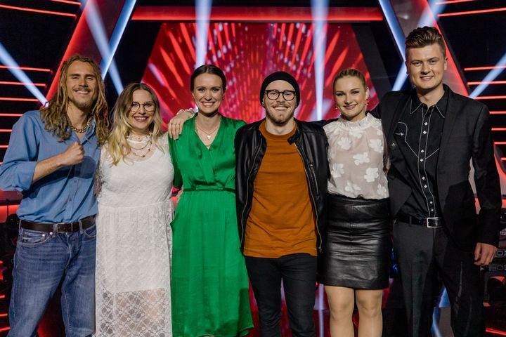 Semifinalister i The Voice 2019: Endre Gryting, Steffi Buie, Maria Halsne, Oskar Øiestad, Amanda Rusti og Edward Mustad.