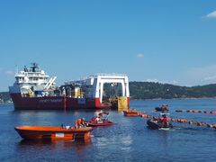 Nexans har hatt mange båter og folk i sving under installasjonsarbeidet i og ved Oslofjorden våren og sommeren 2017 og 2018