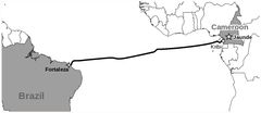 Den fiberoptiske sjøkabelen krysser Atlanterhavet fra Brasil til Kamerun