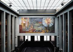 Fresken Teknikk, Vitenskap, Diktning er malt av Axel Revold og vil fortsatt være blikkfanget i hovedsalen som nå blir et insitusjonsbrasseri.
